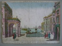 Guckkastenbild der Reihe "Augsburger Folge" mit Ansicht der Hafens von Neapel mit neuem Schloss