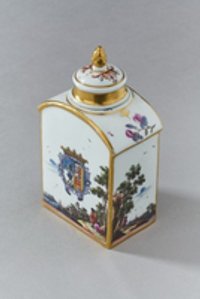 Teedose aus Porzellan mit dem Allianzwappen Pisani und Corner