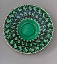 Runde Schüssel mit hellgrünem Fond und netzartigem Muster