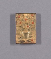 Goldbrosche mit Darstellung eines Blumentopfes