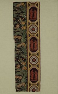 Buntbedruckte Baumwolltapete mit antikisierendem Schäferpaar