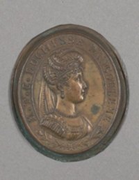 Kupferrelief mit ovalem Frauenportrait