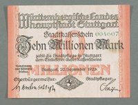 Geldschein der Stadt Stuttgart 10 Millionen Mark 1923