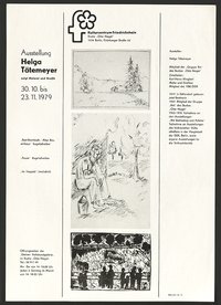 Ausstellungswerbung: "Helga Tätemeyer zeigt Malerei und Grafik" vom 30.10. bis zum 23.11.1979