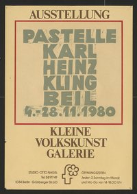 Ausstellungswerbung: "Pastelle von Karl-Heinz Klingbeil" von 04.11. bis 28.11.1980