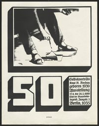 Ausstellungswerbung: "500 Selbstporträts Knut N. Firchau" vom 27. April bis zum 28. Mai 1989