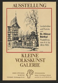 Ausstellungswerbung: "Landschaften und Porträts von Dr. Hilmar Bärthel" von 04.06. bis 28.06.1985