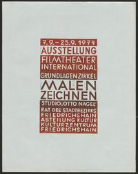 Ausstellungswerbung: Ausstellung des Grundlagenzirkels "Malen Zeichnen" vom 07. bis zum 25. September 1974