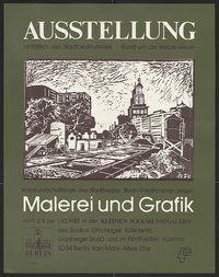 Ausstellungswerbung: "Ausstellung. Malerei und Grafik" vom 02. September bis zum 01. Oktober 1987