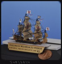 Miniaturmodell der zweideckigen brandenburgischen Fregatte "Friedrich Wilhelm zu Pferde", 1680