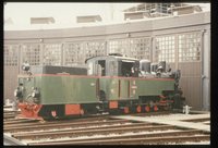 Lokomotive "Aquarius C" vor dem Lokschuppen