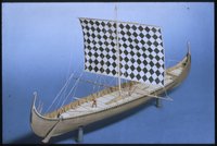 Vollmodell eines Langschiffs der Wikinger von ca. 800, Detailansicht