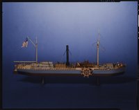 Modell des amerikanischen Dampfschiffes "Clermont" von 1807, Maßstab 1:50