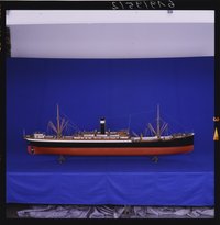 Vollmodell des deutschen Dampfschiffes "Osiris", 1910, Maßstab 1:50 (Sonderausstellung "Aufgetaucht", 1996)