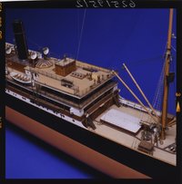 Vollmodell des deutschen Dampfschiffes "Tijuca", 1899, Maßstab 1:50, Detailansicht (Sonderausstellung "Aufgetaucht", 1996)