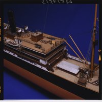 Vollmodell des deutschen Dampfschiffes "Tijuca", 1899, Maßstab 1:50, Detailansicht (Sonderausstellung "Aufgetaucht", 1996)