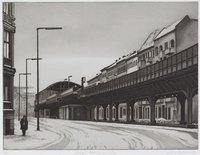 Norbert Behrend: Görlitzer Bahnhof im Schnee, 1985
