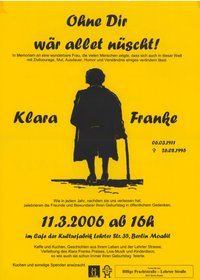 Plakat zur Verleihung des Klara-Franke-Preis 2006
