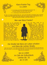 Flyer zum Klara-Franke-Tag 2004
