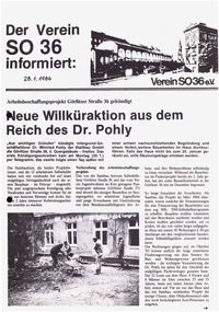 SO 36 : Der Verein SO 36 informiert; 28.01.1986