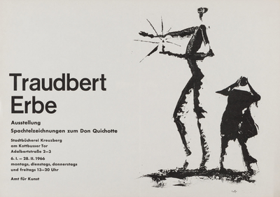 Ausstellungsplakat "Spachtelzeichnungen zum Don Quichotte" des Künstlers Traudbert Erbe, 1966