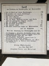 Tariftafel zur Erhebung des Brückenzolls, 1827