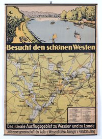Landkarte und Plakat "Besucht den schönen Westen"