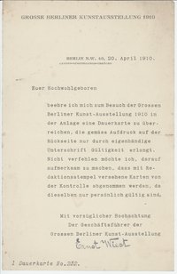 E. Wiest an Dobert 20.04.1910