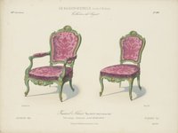 "Fauteuil & chaise genre Louis XV: orné de cuivres dorés; bois exotype, charme vert) procédé Renard-Perrin", aus: Le Garde-meuble