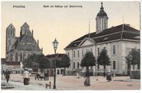 Markt mit Rathaus und Marienkirche, um 1900