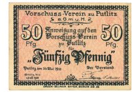 Gutschein des Vorschuss-Vereins zu Putlitz, 50 Pfennig