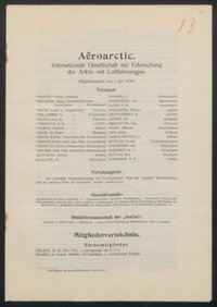 Mitgliederverzeichnis der AEROARCTIC, Stand 1. Juli 1929