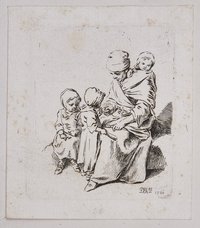 Die Bettelfrau mit drei Kindern