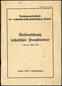 Broschüre "Verdeutschung technischer Fremdwörter"