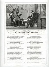 Grafik und Text "La Goutte et L'Araignèe"