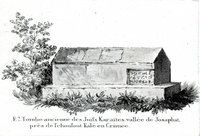 Grafik "F:7. Tombe ancienne des Juifs Karaites, valle de Josaphat, près de Tchoufout Kalé en Crimée."