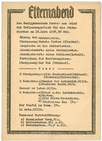 Programm der Entlassungsfeier für die Abiturienten des Realgymnasiums Pankow 1938
