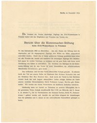 Bericht über die Kistenmacher-Stiftung beim Zivil-Waisenhaus in Potsdam für 1912