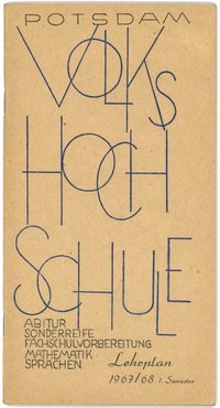 Lehrplan der Volkshochschule Potsdam 1967/68