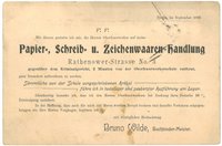 Geschäftskarte des Buchbindermeisters Bruno Wilde in Berlin 1899