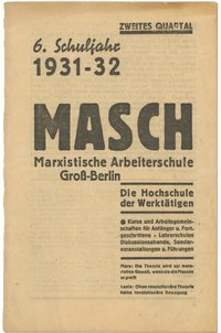 Lehrplan der Marxistischen Arbeiterschule Groß-Berlin (MASCH) 1931/32