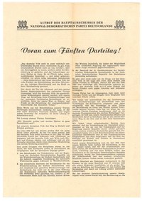 Aufruf des Hauptausschusses der National-Demokratischen Partei Deutschlands zum Fünften Parteitag 1953