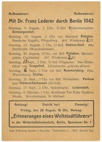 Programm der Berlin-Führungen von Dr. Franz Lederer für August bis Oktober 1942