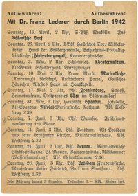 Programm der Berlin-Führungen von Dr. Franz Lederer für April bis Juni 1942