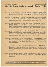 Programm der Berlin-Führungen von Dr. Franz Lederer für September bis Oktober 1941