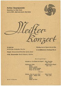 Programm zum "Meister-Konzert" der Berliner Konzertgemeinde in der Philharmonie am 28. Januar 1940