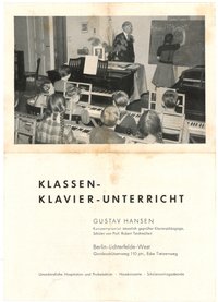 Werbeprospekt von Gustav Hansen für Klassen-Klavier-Unterricht in Berlin-Lichterfelde (um 1955)