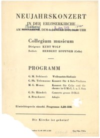 Programm zum Neujahrskonzert in der Erlöserkirche in Potsdam am 5. Januar 1949