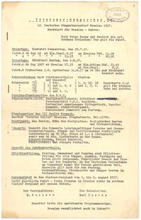 Merkblatt des Potsdamer Sängerchors E.V. für die Teilnehmer des 12. Deutschen Sängerbundesfests Breslau 1937