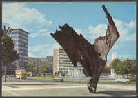 Postkarte mit Farbdruck von Bernhard Heilgers „Flamme“ aus Bronze auf dem Ernst-Reuter-Platz Berlin